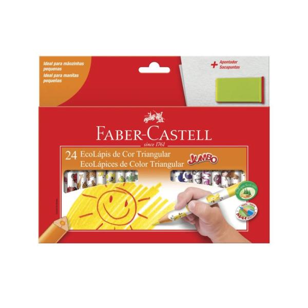 Ecolápis de Cor Jumbo 24 Cores + Apontador – Faber-Castell